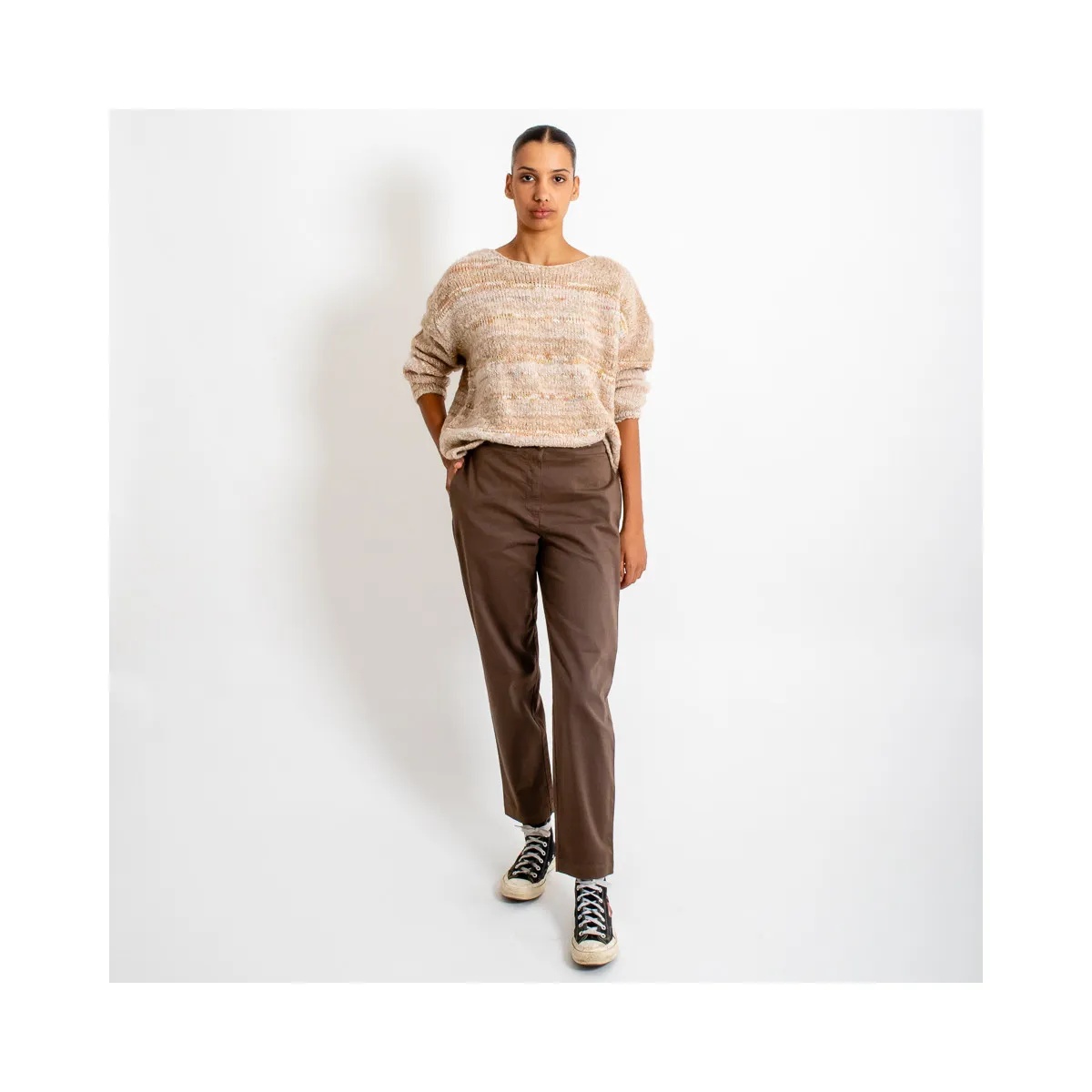 Pantalon en toile ELLORY Taupe HIVER 2023 Mes Soeurs et Moi à -60%