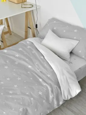 Parure housse de couette 2 pièces Little star "Happyfriday" - Gris