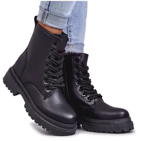 PE1 Bottes en cuir pour femmes Worker Noir Denila le noir