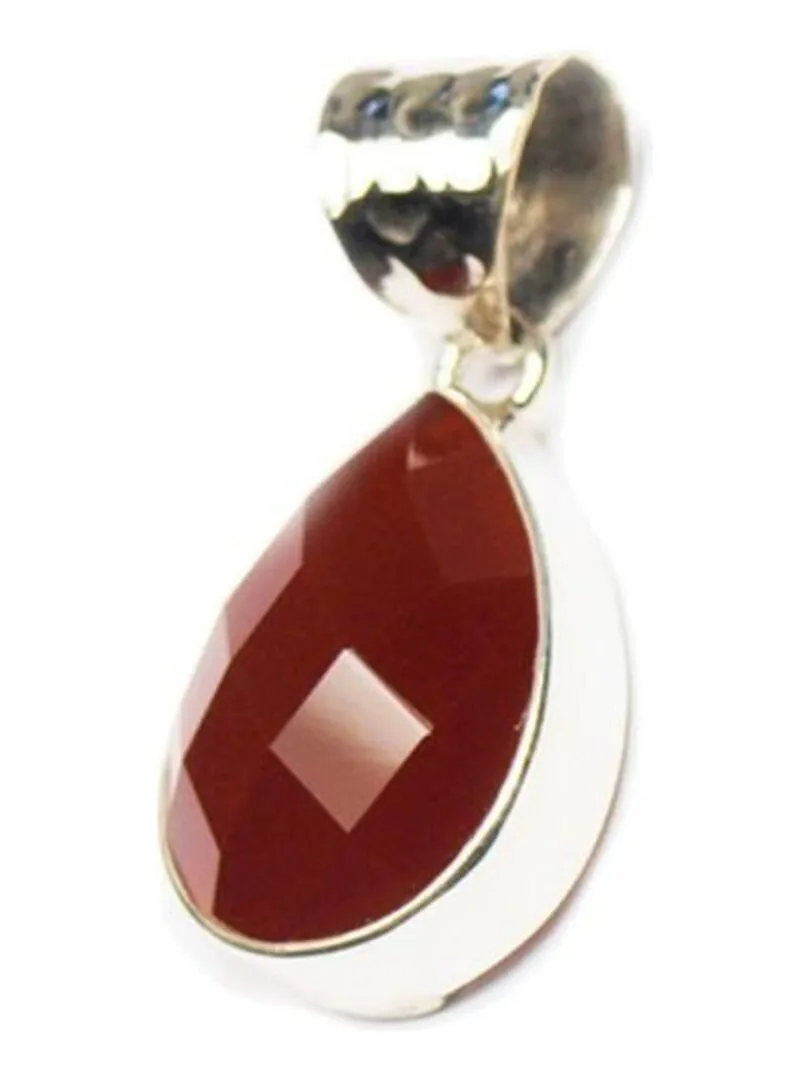 Pendentif argent & cornaline, Bijoucolor - Argent