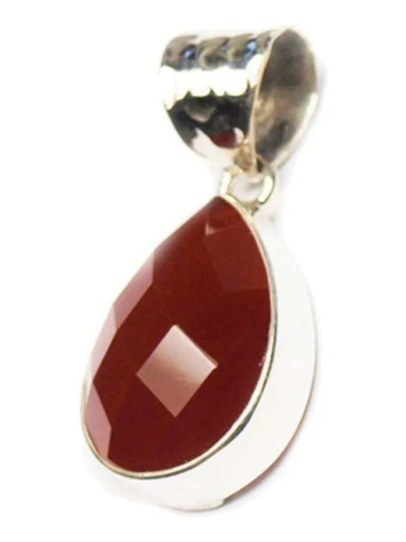 Pendentif argent & cornaline, Bijoucolor - Argent