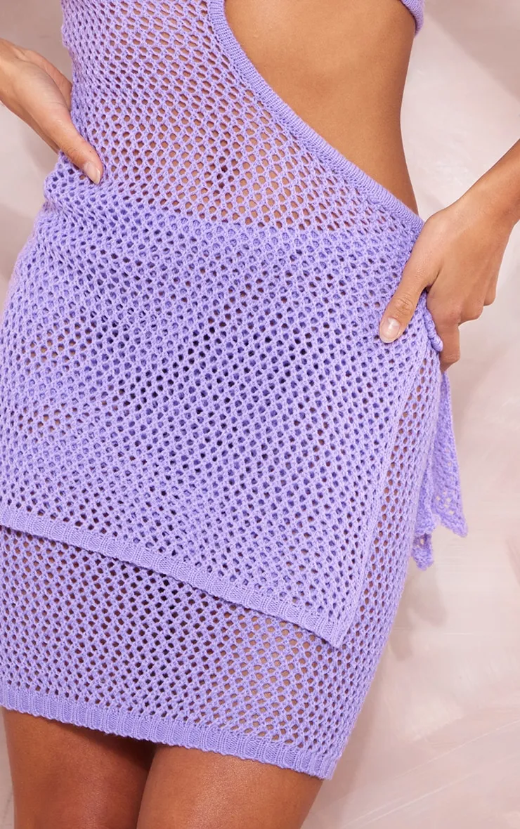 Petite Mini-jupe en maille tricot lilas