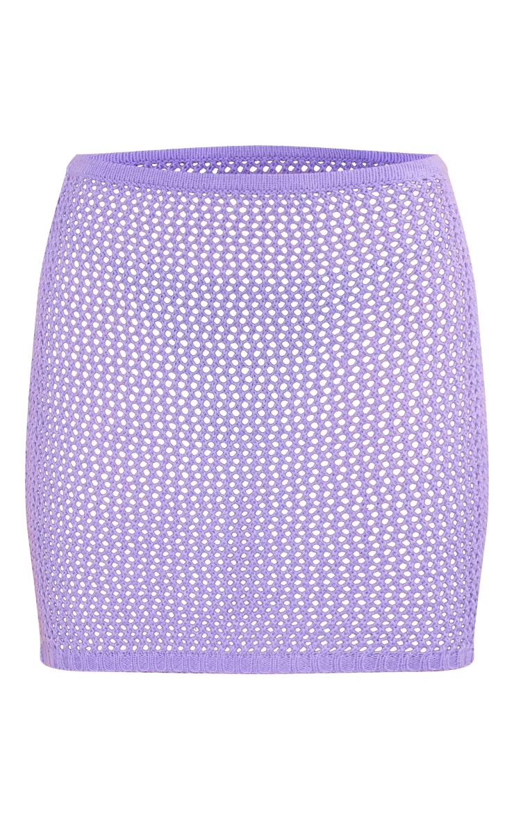 Petite Mini-jupe en maille tricot lilas