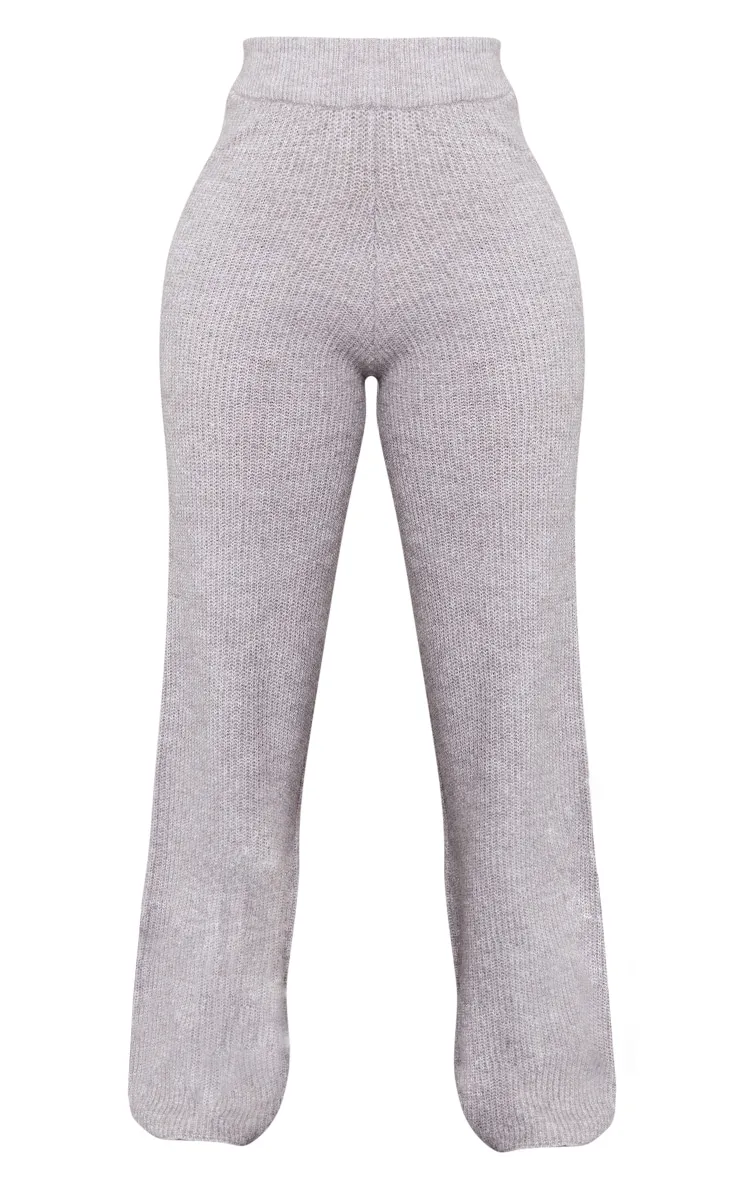 Petite Pantalon gris large en maille tricot