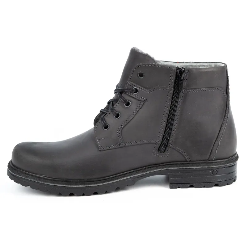 Polbut Bottes d'hiver en cuir pour hommes J35S gris