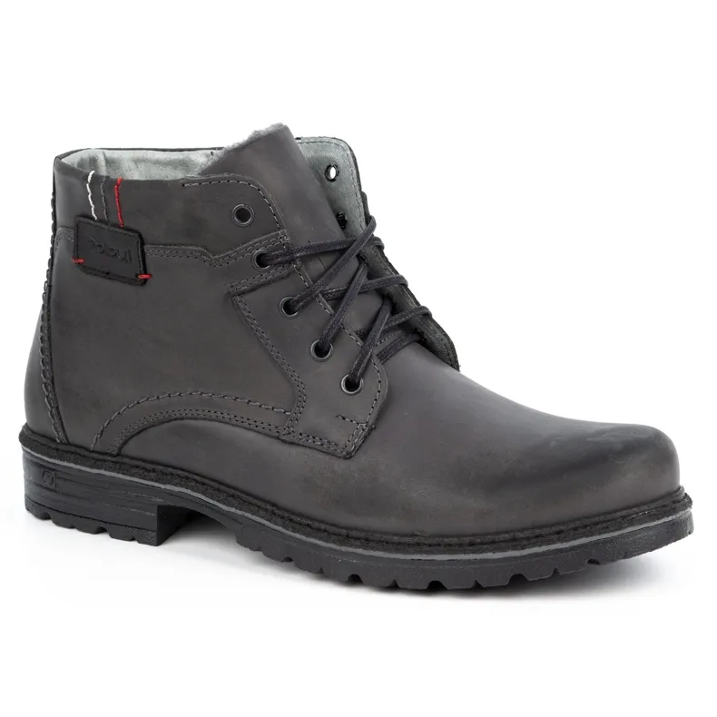 Polbut Bottes d'hiver en cuir pour hommes J35S gris