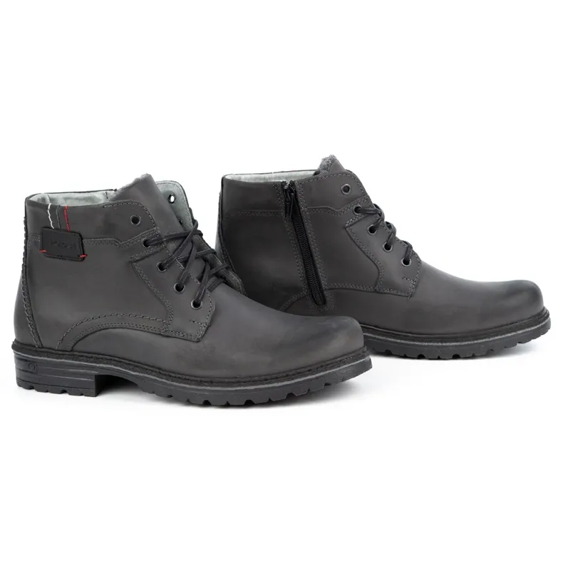 Polbut Bottes d'hiver en cuir pour hommes J35S gris