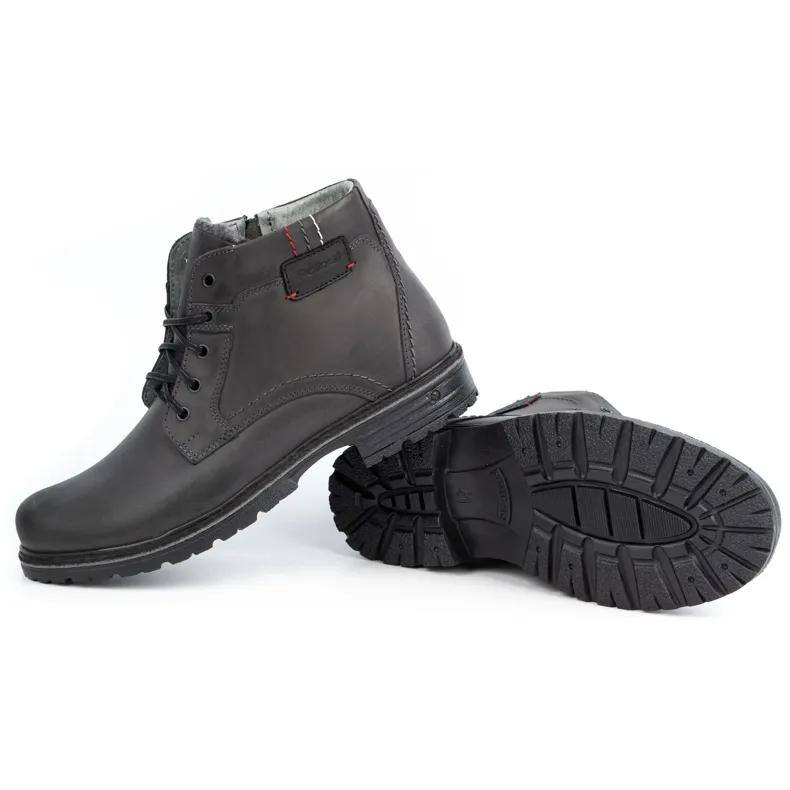 Polbut Bottes d'hiver en cuir pour hommes J35S gris