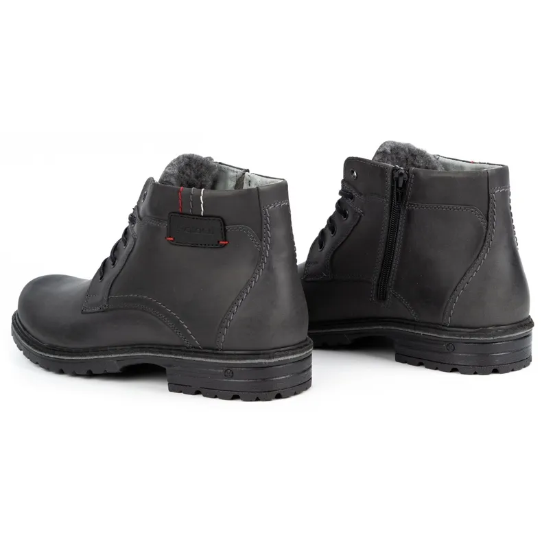 Polbut Bottes d'hiver en cuir pour hommes J35S gris