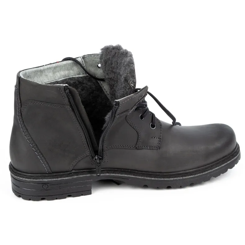 Polbut Bottes d'hiver en cuir pour hommes J35S gris