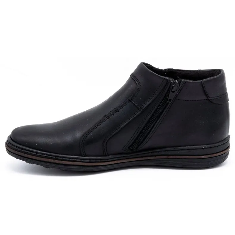 Polbut Chaussures d'hiver en cuir pour hommes 381F noir le noir