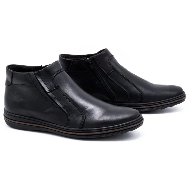 Polbut Chaussures d'hiver en cuir pour hommes 381F noir le noir