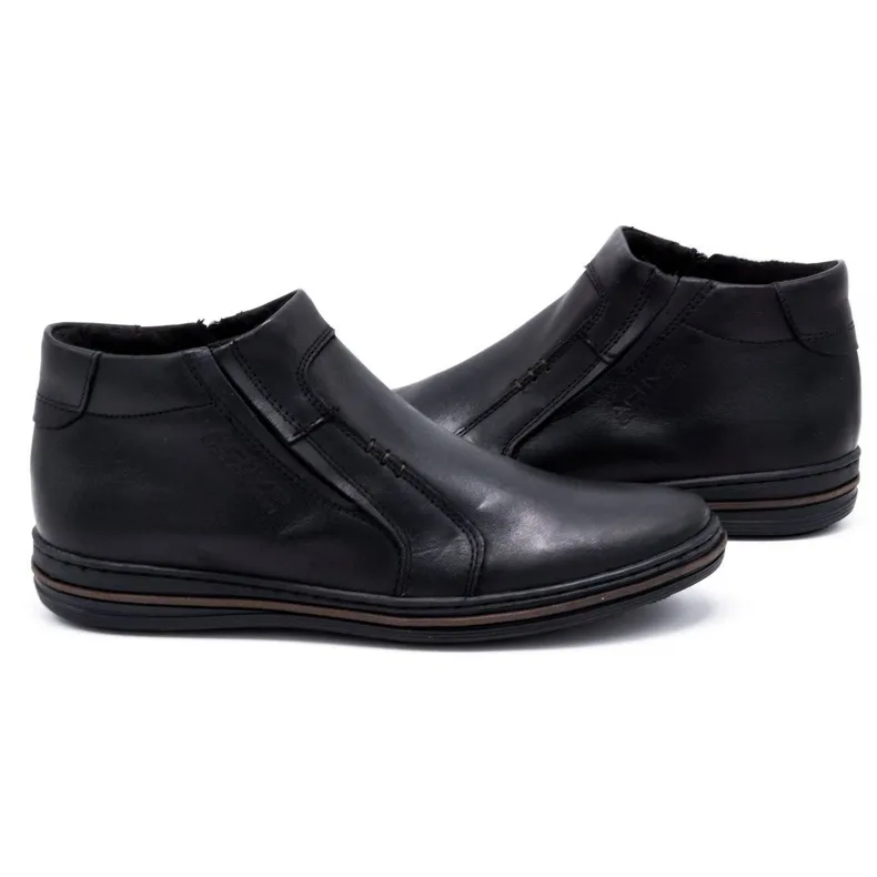 Polbut Chaussures d'hiver en cuir pour hommes 381F noir le noir