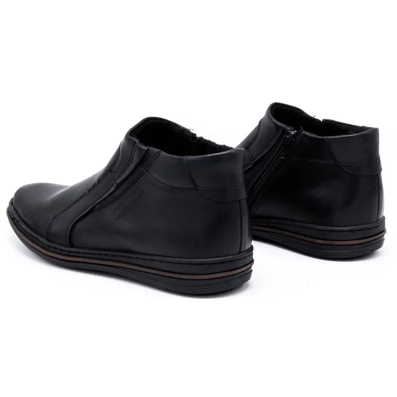 Polbut Chaussures d'hiver en cuir pour hommes 381F noir le noir