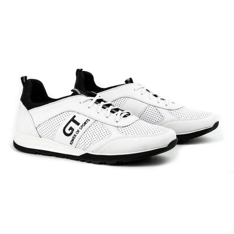 Polbut Chaussures décontractées en cuir pour hommes 2111P blanc blanche