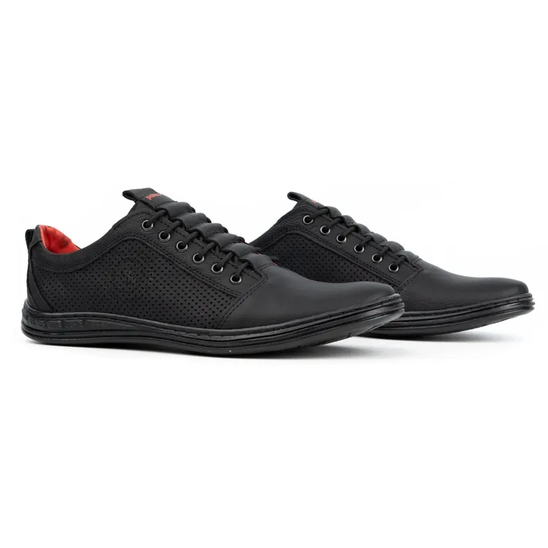 Polbut Chaussures décontractées en cuir pour hommes 2121p noir le noir