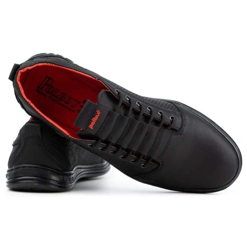 Polbut Chaussures décontractées en cuir pour hommes 2121p noir le noir