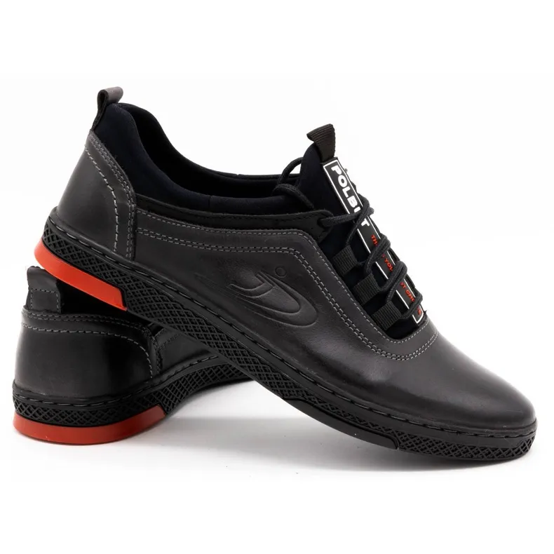 Polbut Chaussures décontractées en cuir pour hommes grises K24