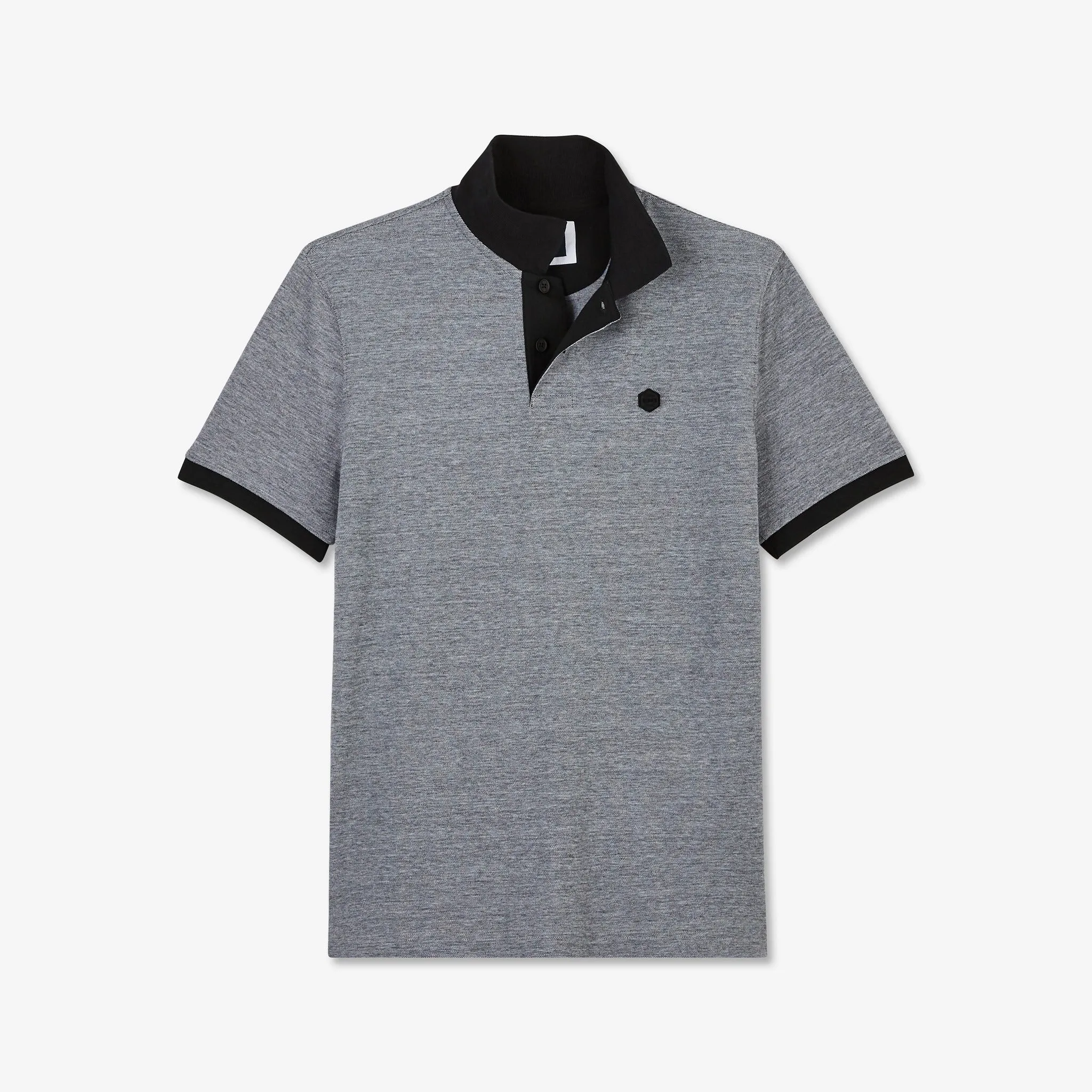 Polo gris uni en coton piqué