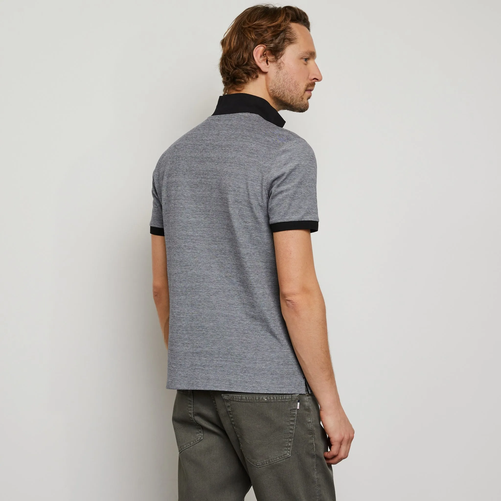 Polo gris uni en coton piqué