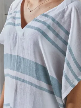 Poncho fouta avec franges - Bleu