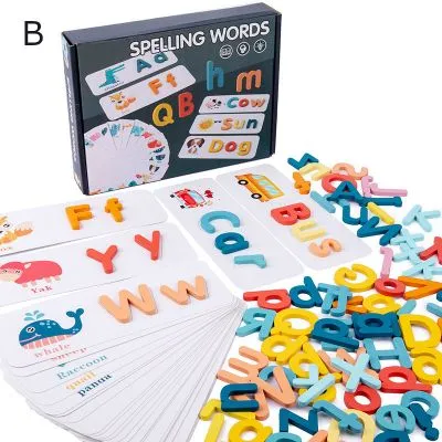 Puzzle de lettres en bois 52 pièces pour apprendre l'anglais