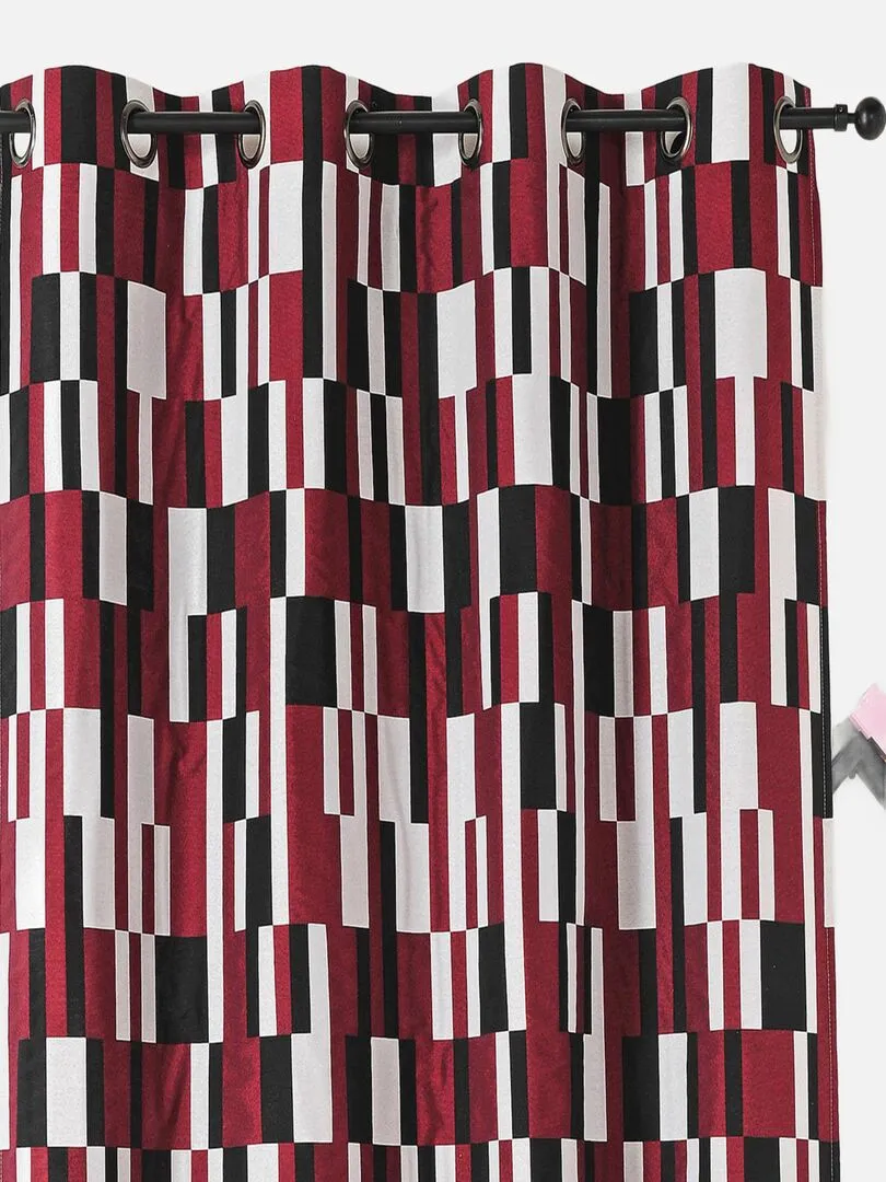 Rideau à jacquard damier - Rouge