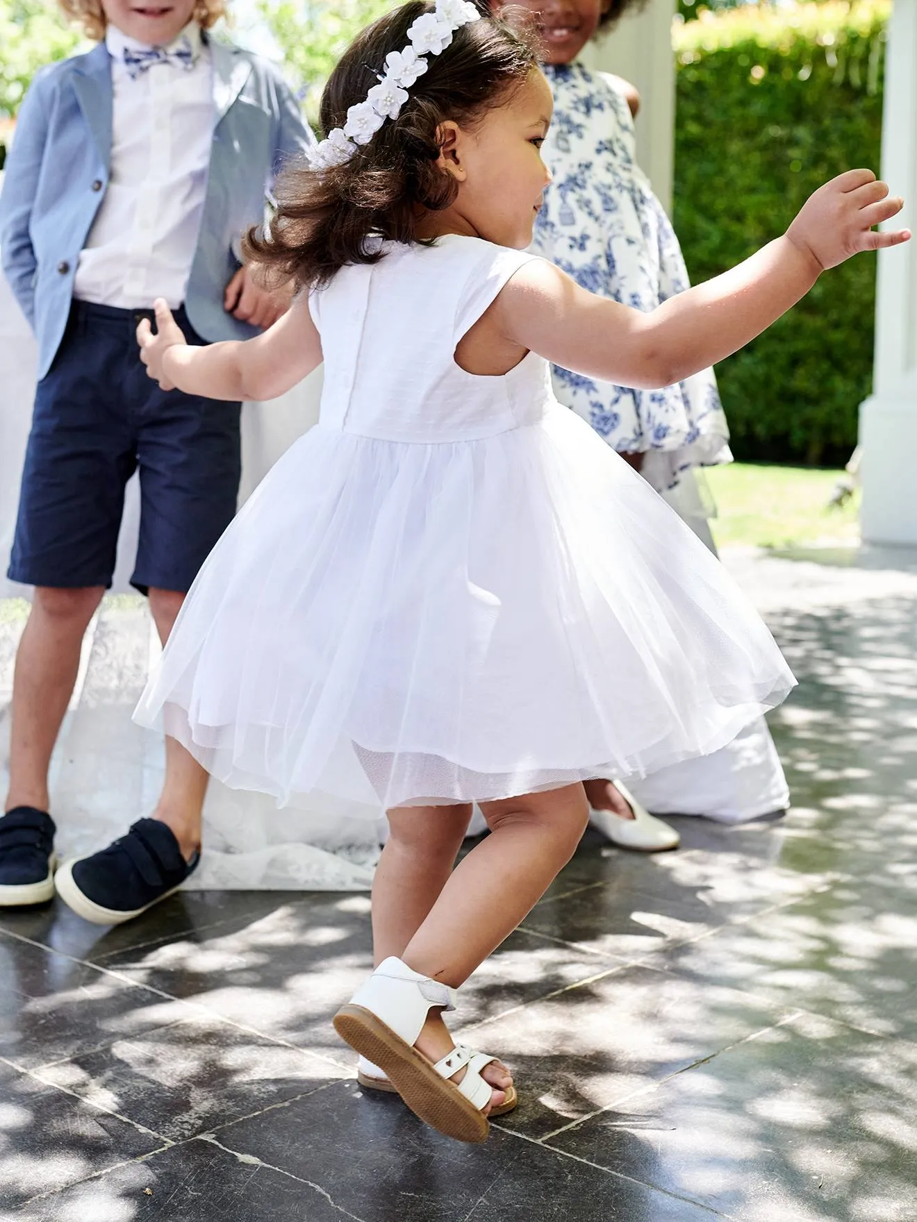 Robe de cérémonie bébé avec tulle blanc - Vertbaudet