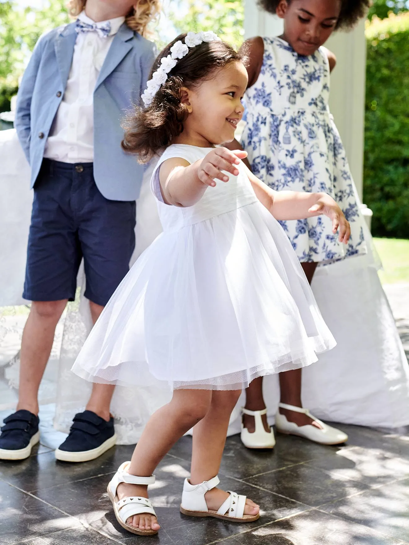 Robe de cérémonie bébé avec tulle blanc - Vertbaudet