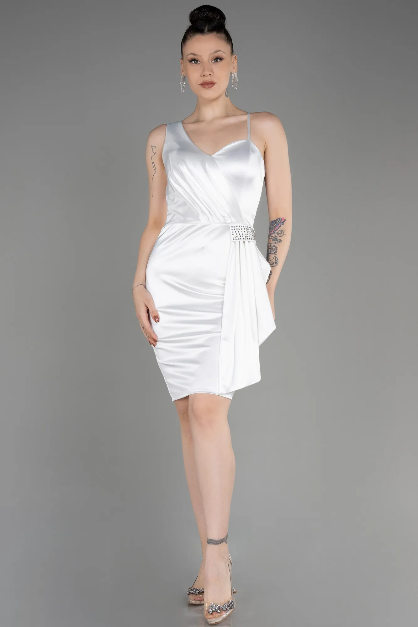 Robe de Cérémonie Courte Blanc ABK2024