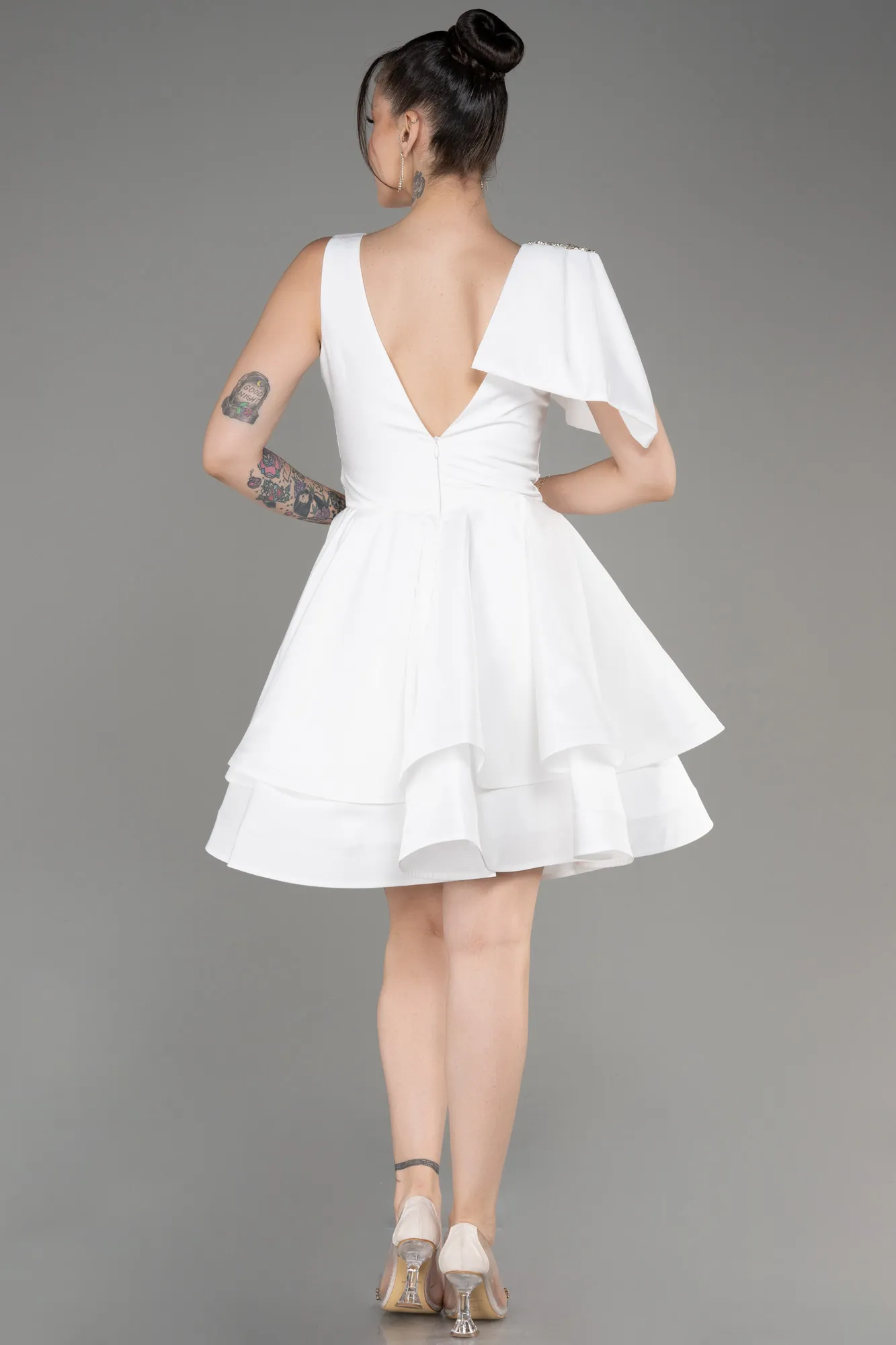 Robe de Cérémonie Courte Blanc ABK2085