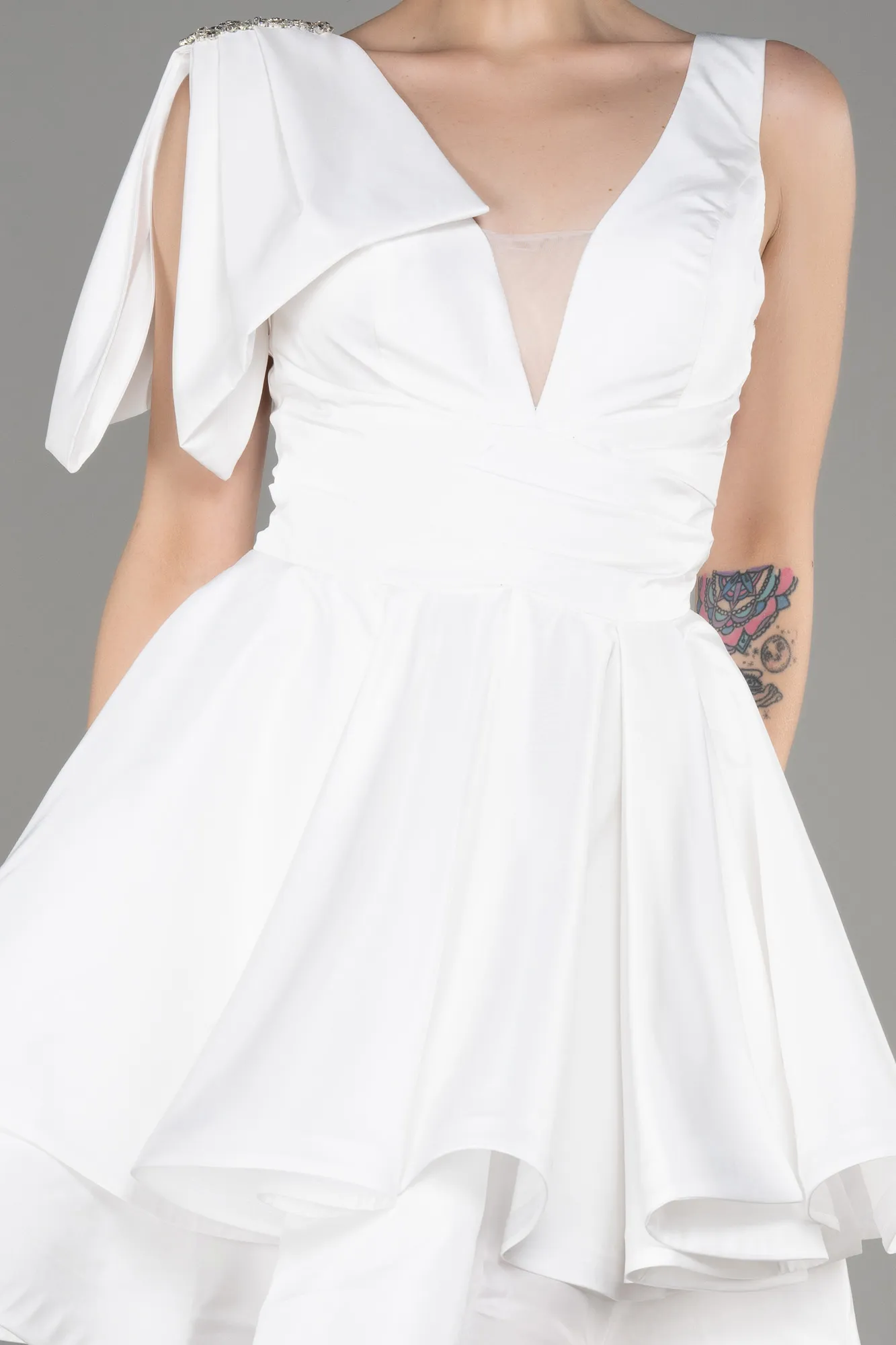 Robe de Cérémonie Courte Blanc ABK2085