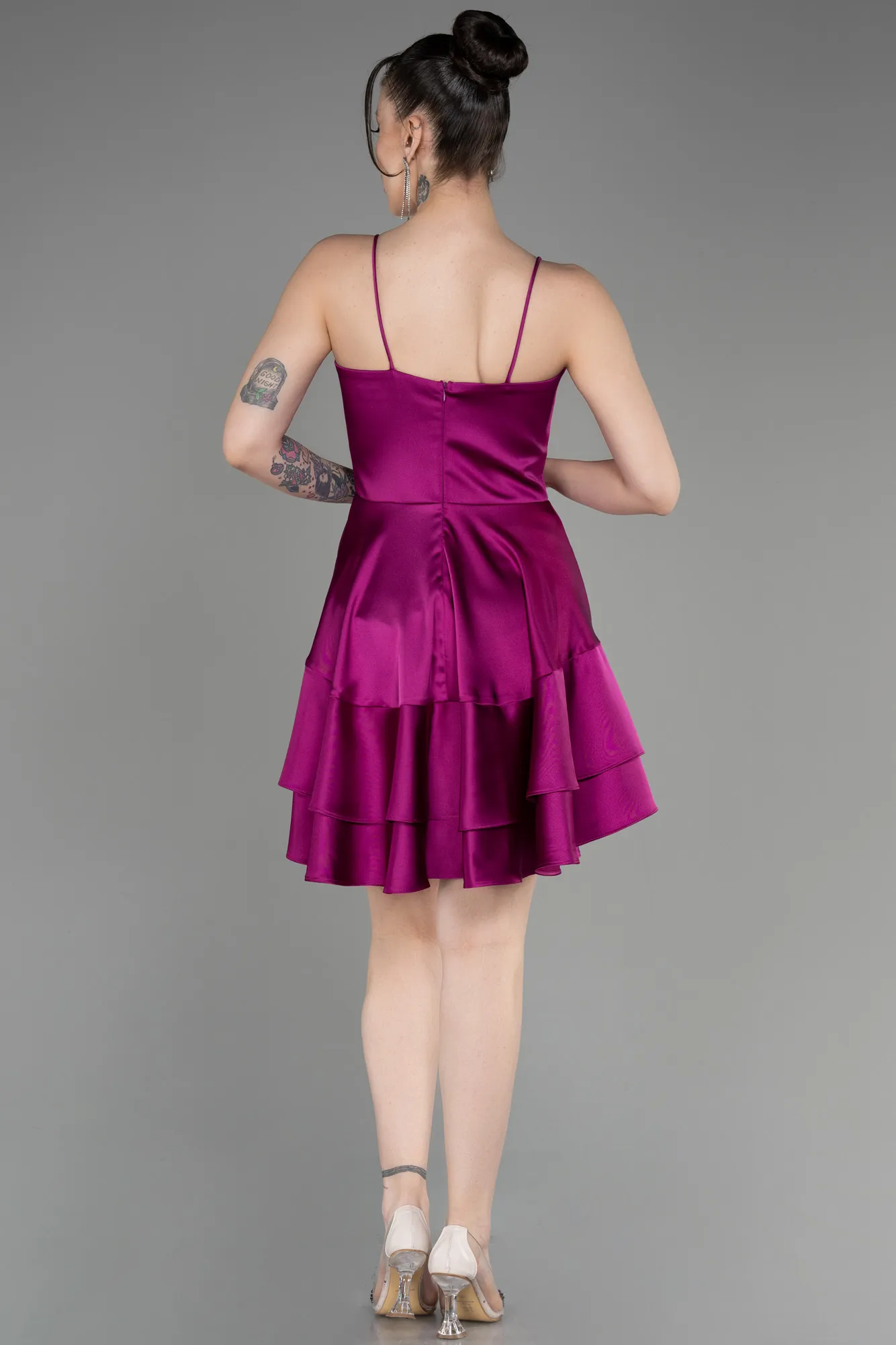 Robe de Cérémonie Courte Satin Violet ABK2042