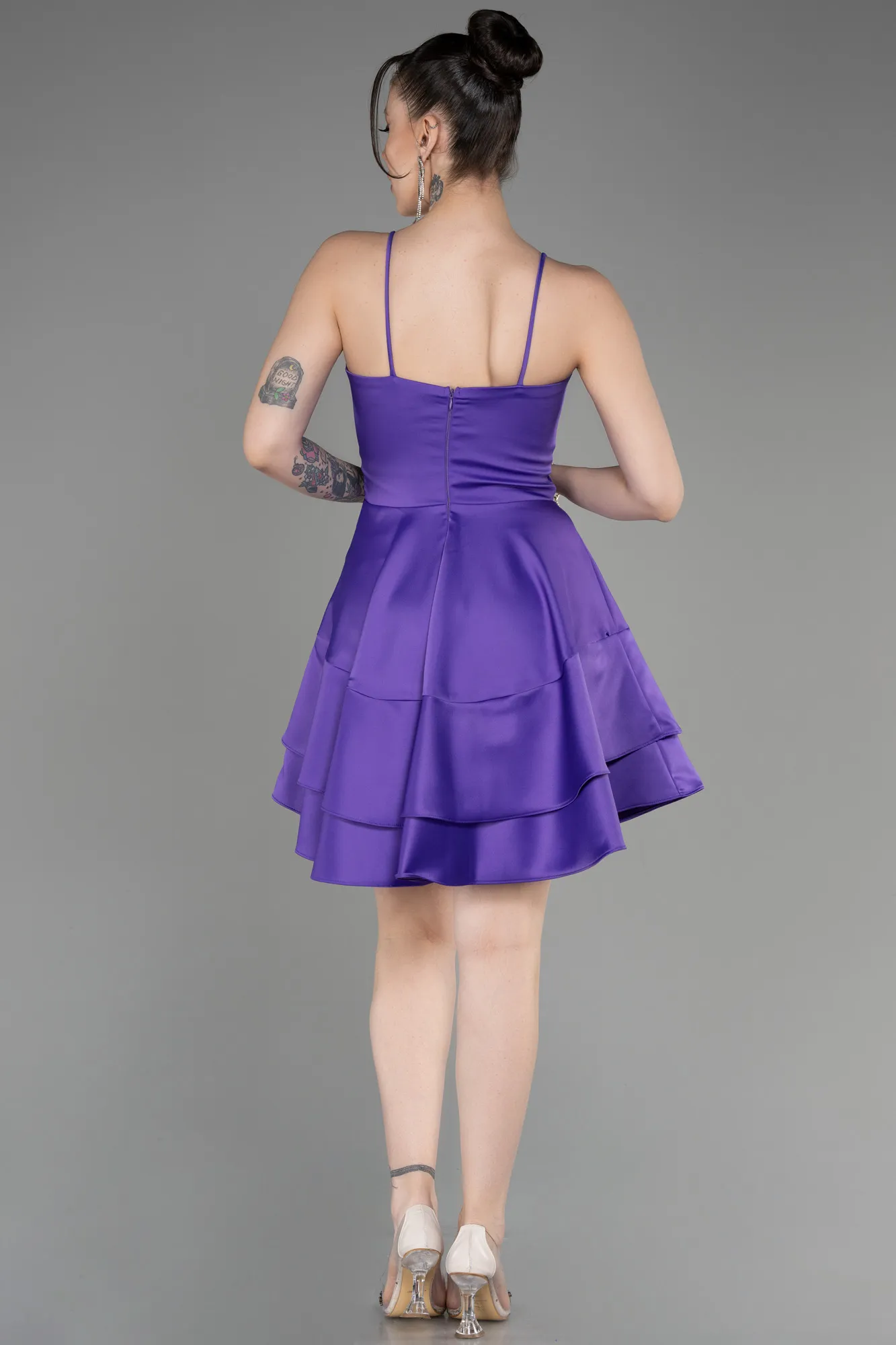 Robe de Cérémonie Courte Satin Violet ABK2042