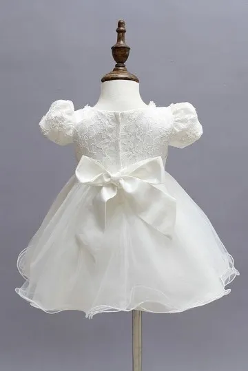 Robe de cérémonie en dentelle bébé fille à manche ballon