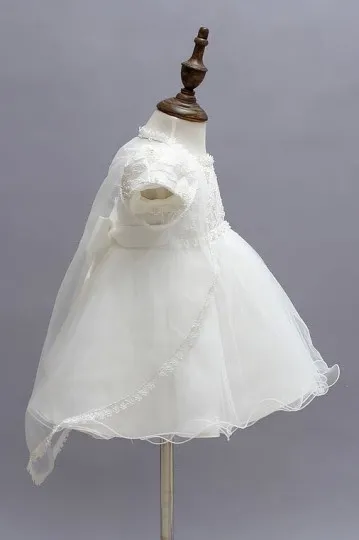 Robe de cérémonie en dentelle bébé fille à manche ballon