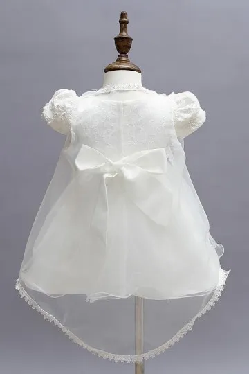 Robe de cérémonie en dentelle bébé fille à manche ballon