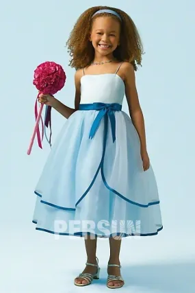 Robe de cérémonie fille bretelle spaghetti ornée de noeud papillon princesse