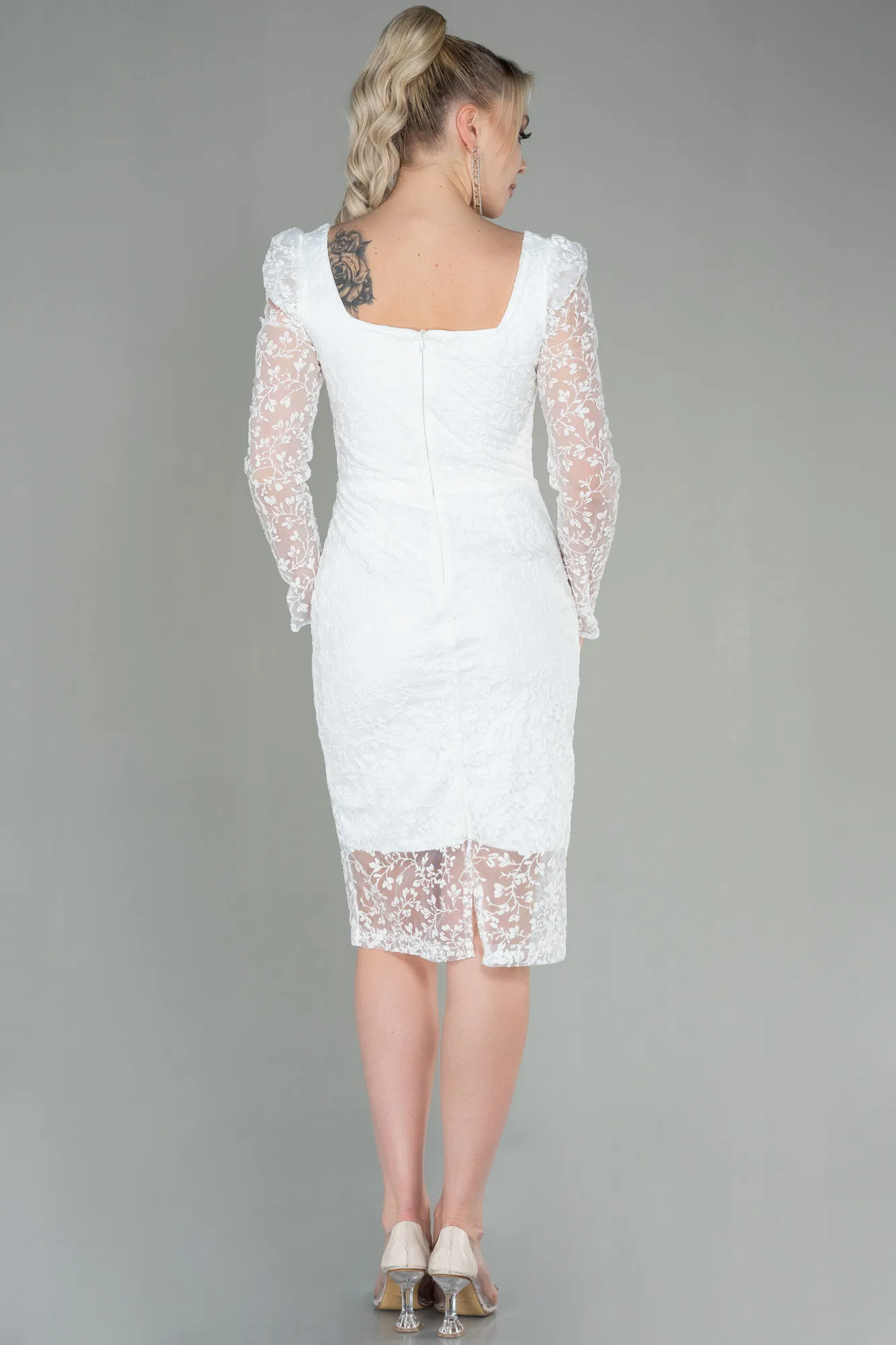 Robe de Cérémonie Midi Blanc ABK1648