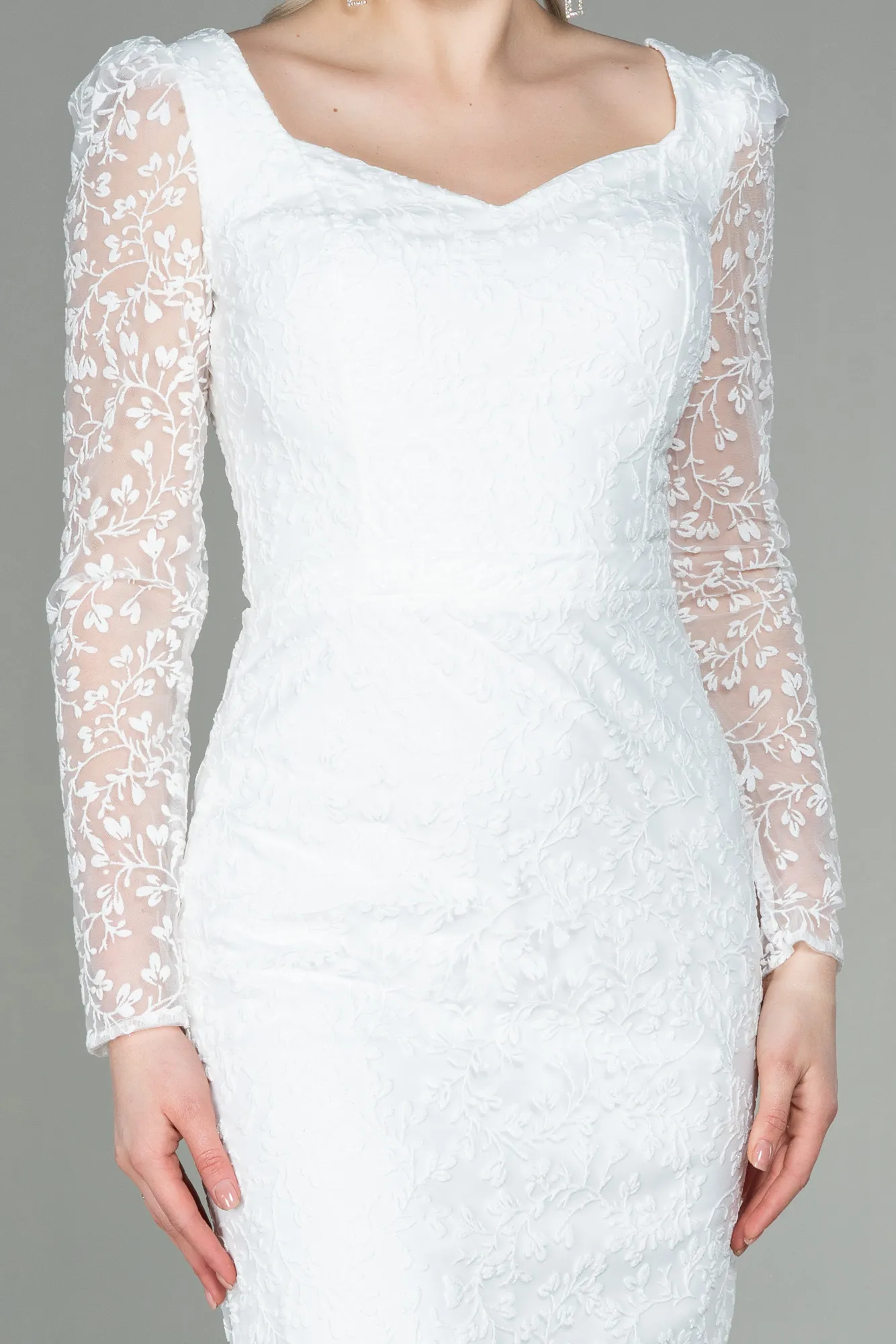 Robe de Cérémonie Midi Blanc ABK1648