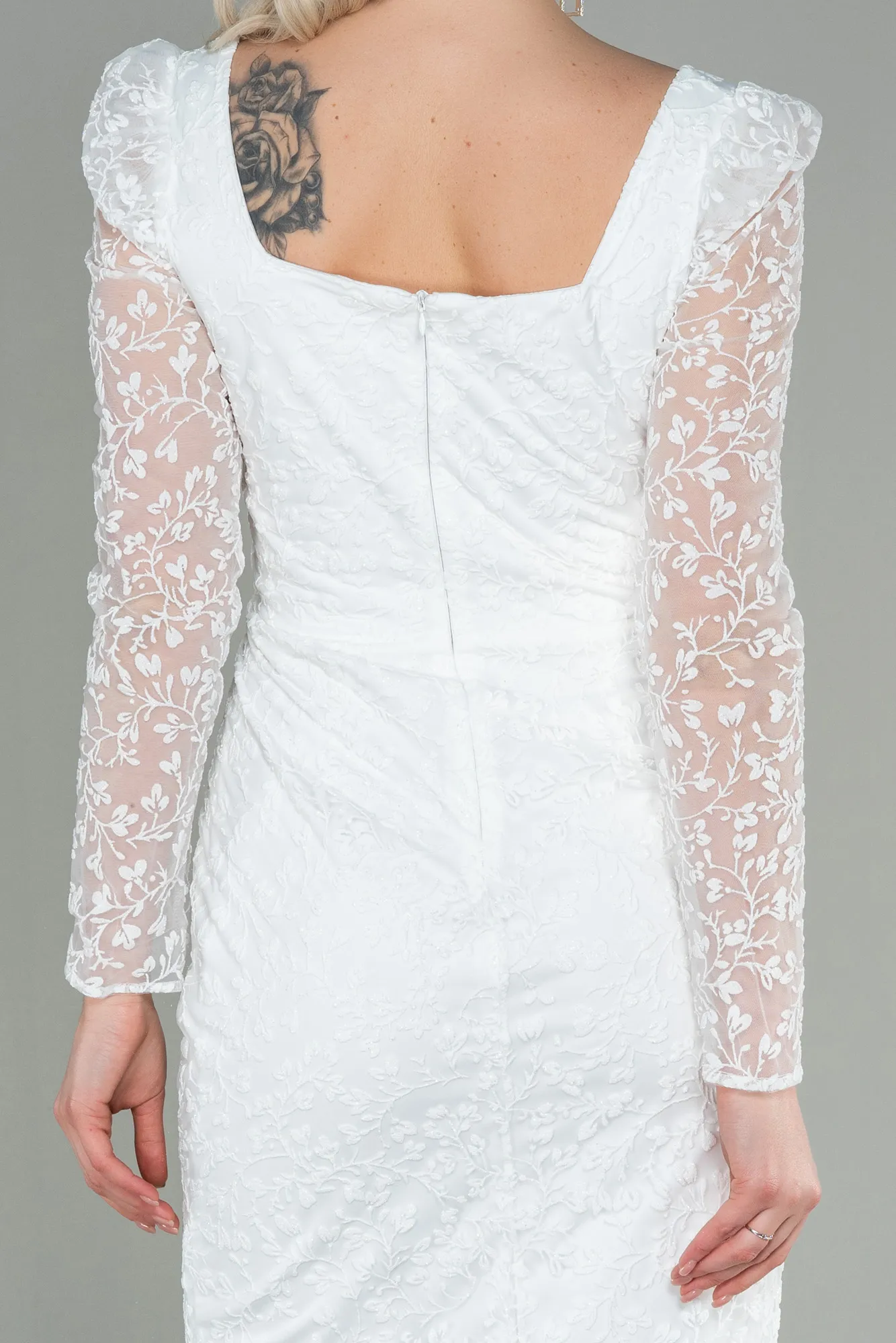 Robe de Cérémonie Midi Blanc ABK1648