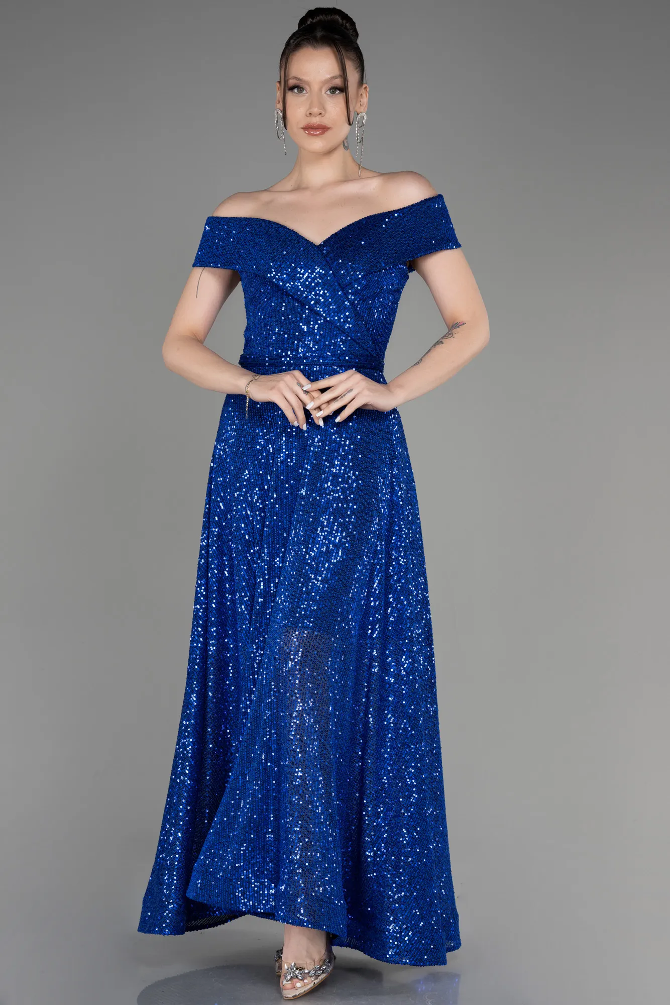 Robe De Cérémonie Midi Bleu Marine ABK2048