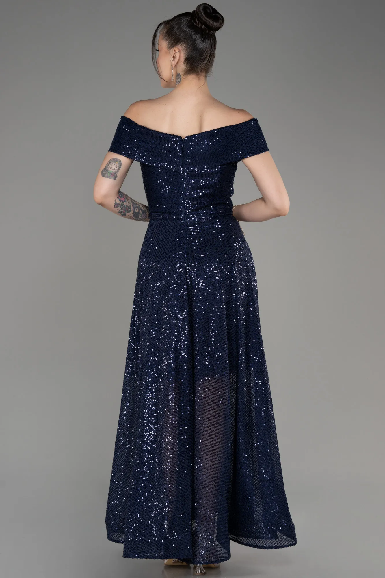 Robe De Cérémonie Midi Bleu Marine ABK2048