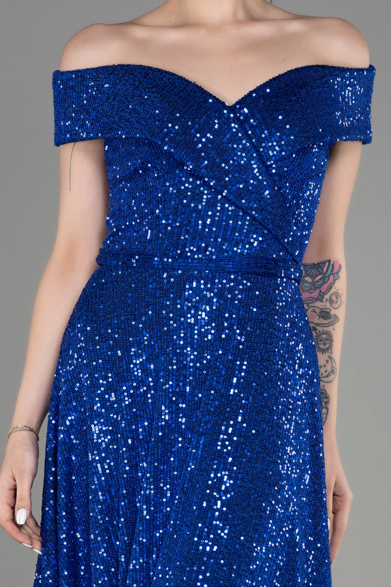 Robe De Cérémonie Midi Bleu Marine ABK2048