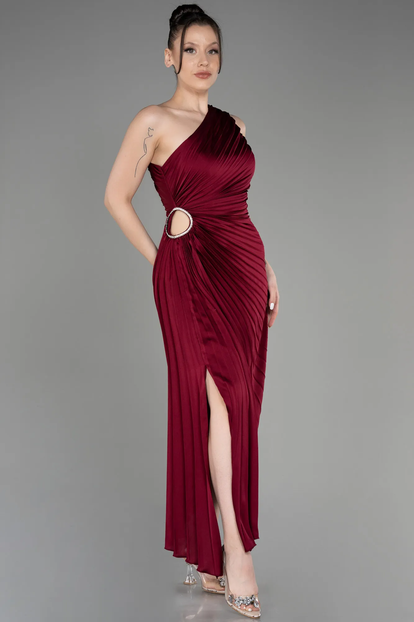 Robe de Cérémonie Midi Satin Noir ABK2046