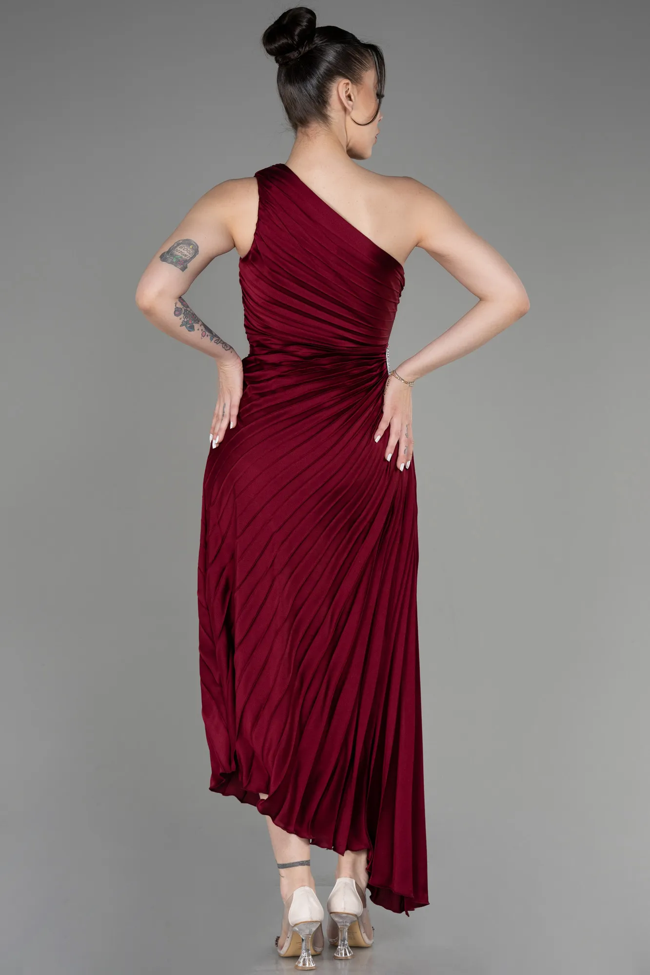 Robe de Cérémonie Midi Satin Noir ABK2046