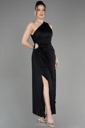 Robe de Cérémonie Midi Satin Noir ABK2046