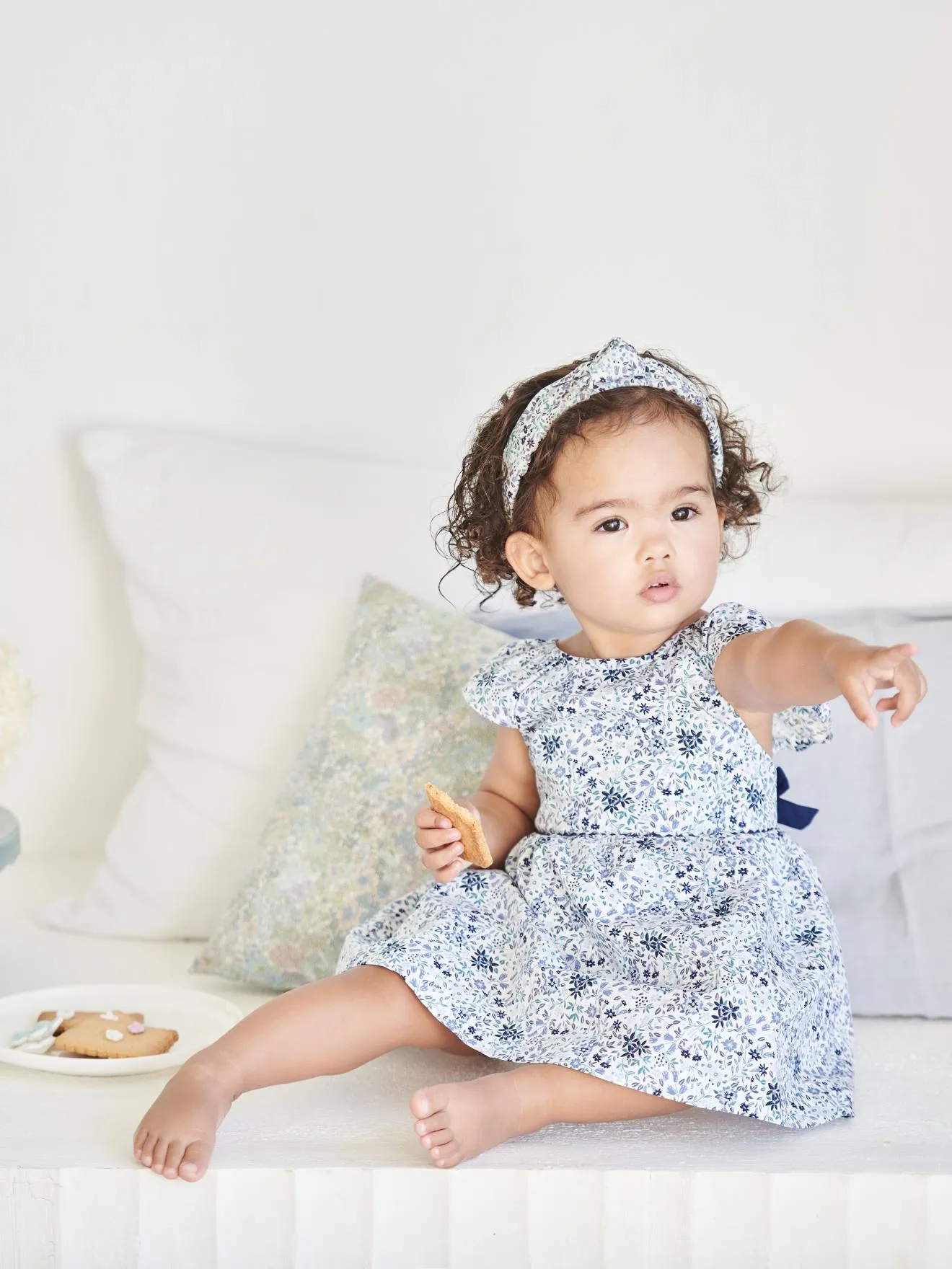 Robe fleurie bébé de cérémonie blanc imprimé - Vertbaudet