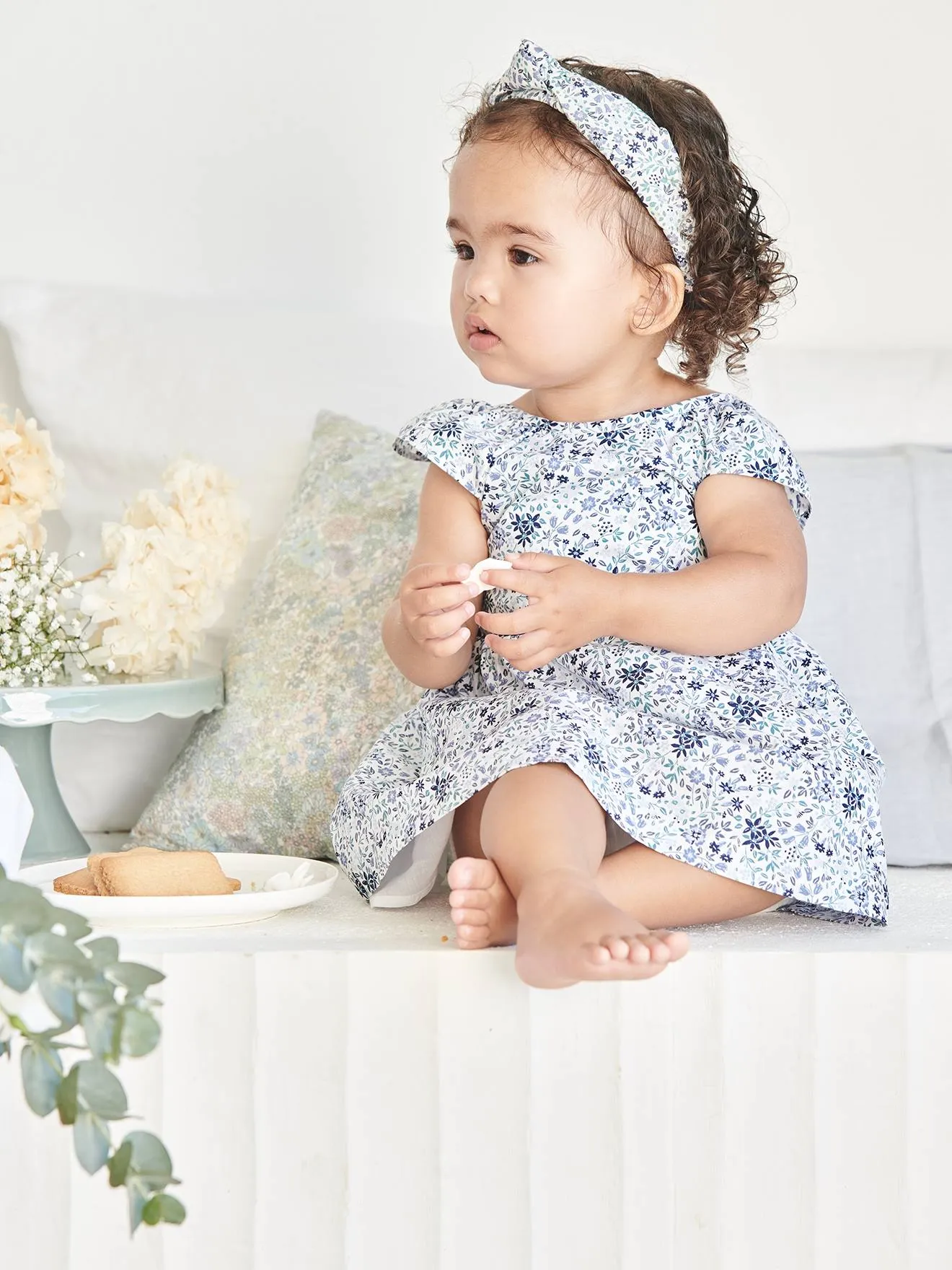 Robe fleurie bébé de cérémonie blanc imprimé - Vertbaudet