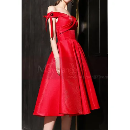 Robe Rouge Femme Cérémonie Épaules Dénudées